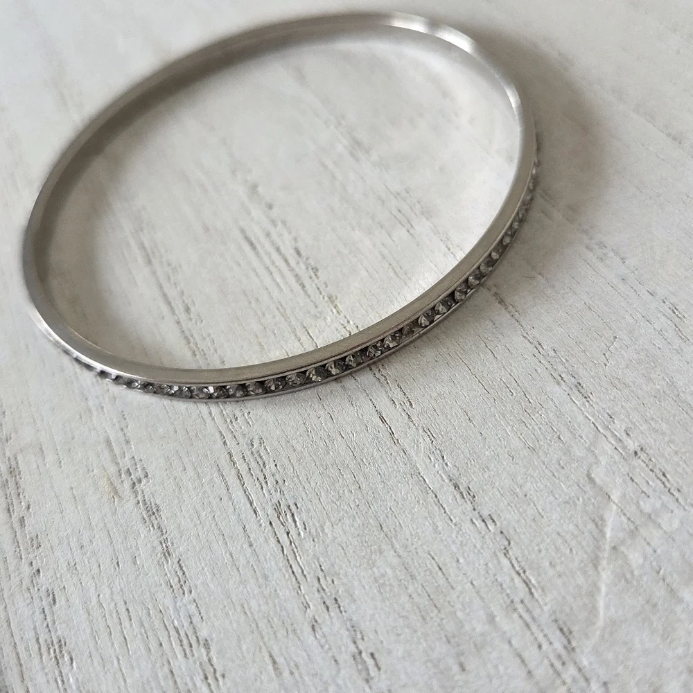 Coach Bangle Bracelet - Silver With Rhinestones